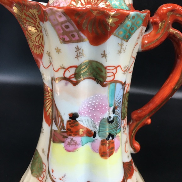 Antique Kutani Hand Painted Asian Floral Japanese CeramicTeapot Signed Meiji - Picture 9 of 9